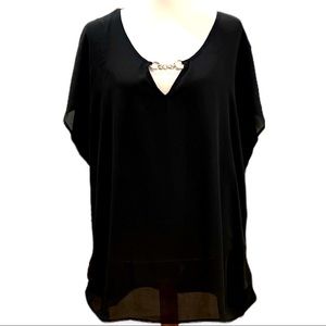 New without tags Black tunic style ruched bottom in light blend fabric Sz 3X